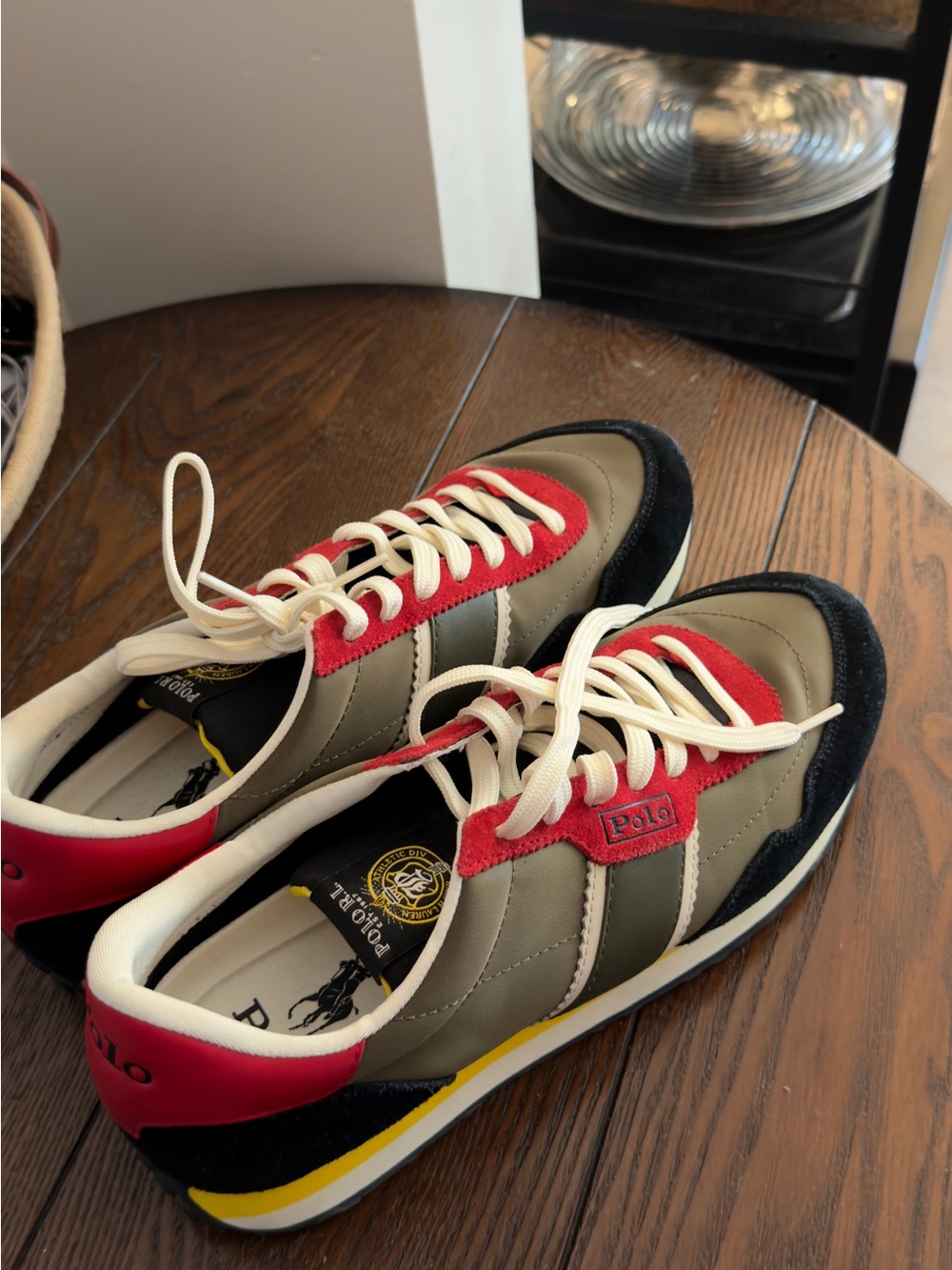 Madison Olive, Red and Black Retro Runner Sneakers